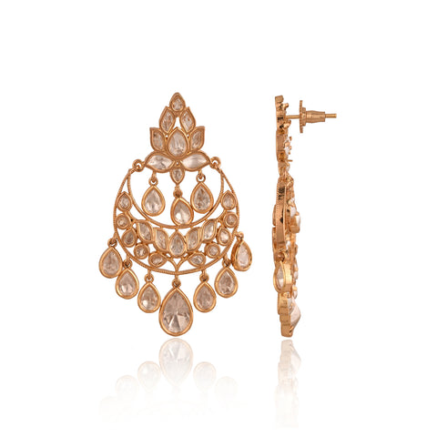 Stunning Real Kundan ChandBali Drop Earrings for Women