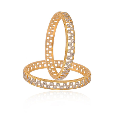 Gold Plated Round CZ American Diamond Bangle Kada