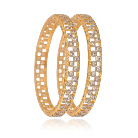Gold Plated Round CZ American Diamond Bangle Kada