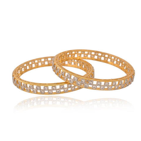 Gold Plated Round CZ American Diamond Bangle Kada