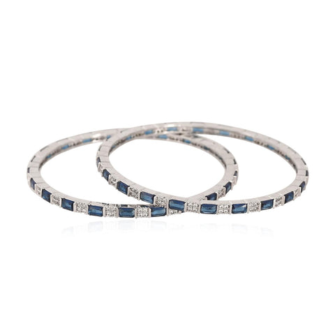Silver Gold Plated Round CZ Green Blue White American Diamond Sleek Bangle