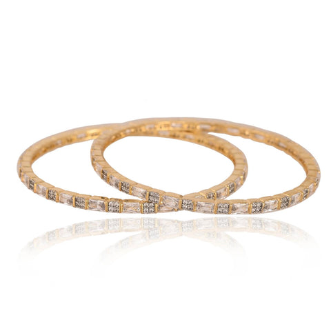 Silver Gold Plated Round CZ Green Blue White American Diamond Sleek Bangle