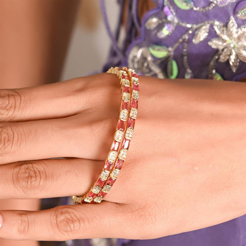 Silver Gold Plated Round CZ Green Blue White American Diamond Sleek Bangle