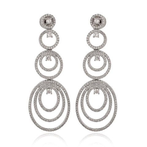 Looping CZ Rose Gold & Silver Plated White Chandelier Dangler Earrings