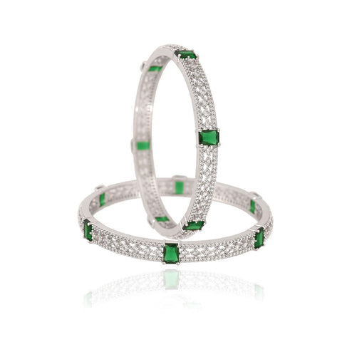 Rose Gold Plated Round CZ Pink Green American Diamond Sleek Multiwear Bangle