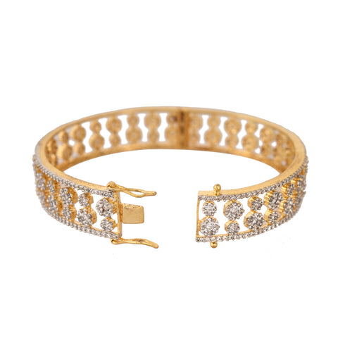 Gold Plated Round CZ White openable American Diamond Kada Bangle