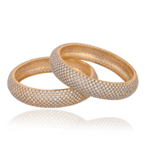 Gold Plated Round CZ White American Diamond Wedding Kada Bangle