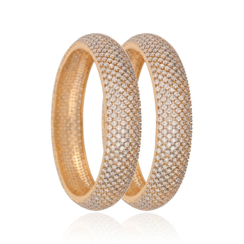 Gold Plated Round CZ White American Diamond Wedding Kada Bangle
