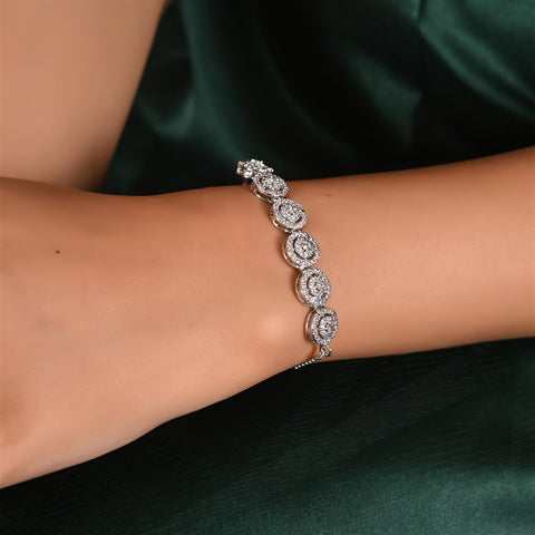 American Diamond CZ White Round Sleek Adjustable String Bracelet