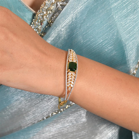 American Diamond CZ Green Red  Round Openable Bracelet