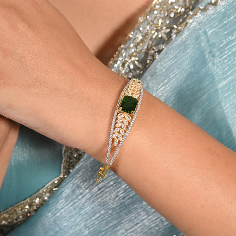 American Diamond CZ Green Red  Round Openable Bracelet