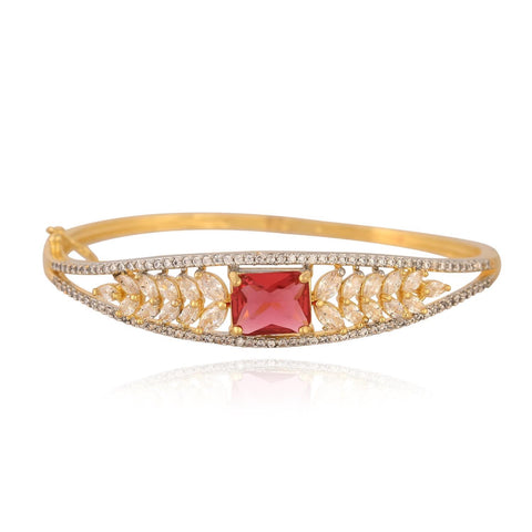 American Diamond CZ Green Red  Round Openable Bracelet