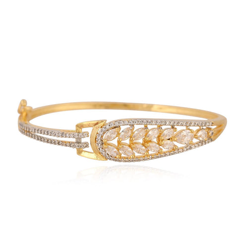 American Diamond CZ White Round Gold Silver Plated Openable Bracelet
