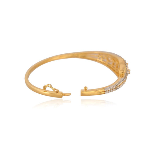 American Diamond CZ White Round Gold Silver Plated Openable Bracelet