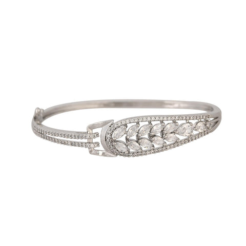 American Diamond CZ White Round Gold Silver Plated Openable Bracelet