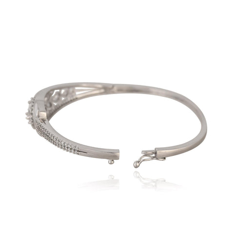 American Diamond CZ White Round Gold Silver Plated Openable Bracelet