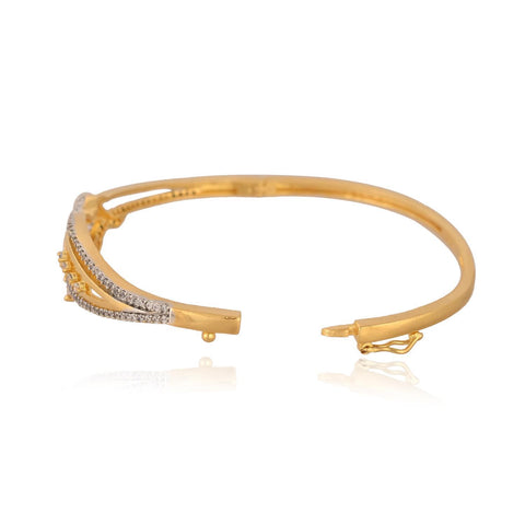 American Diamond CZ White Round Gold Plated Openable Bracelet