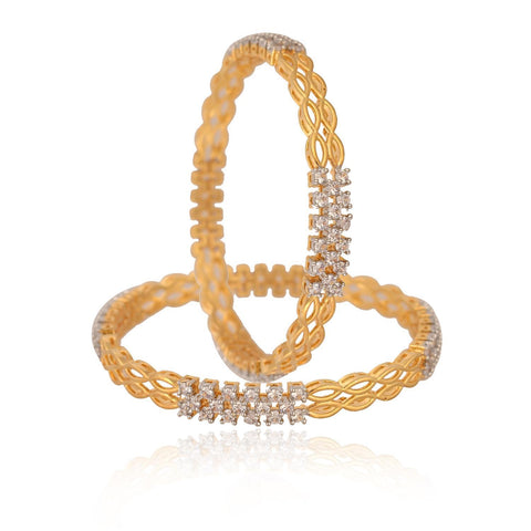 Rose Gold Plated Round CZ White American Diamond AD Bangle
