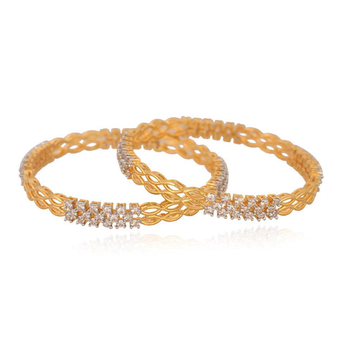 Rose Gold Plated Round CZ White American Diamond AD Bangle