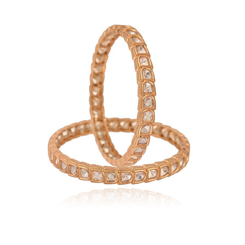 Kundan Diamond CZ Gold Finish Classic Kada Bangles
