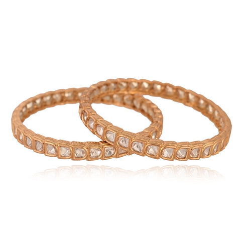 Kundan Diamond CZ Gold Finish Classic Kada Bangles
