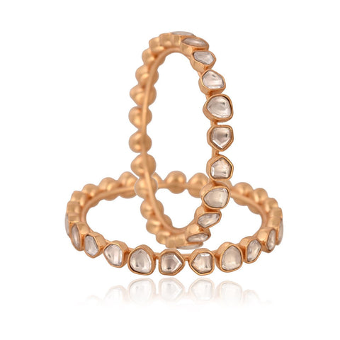 Kundan Diamond CZ Gold Finish Classic Sleek Bangles