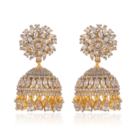 Stunning CZ Gold Silver Plated Jhumki Drop Earrings for Women