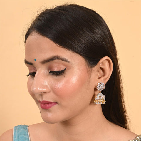 Stunning CZ Gold Silver Plated Jhumki Drop Earrings for Women