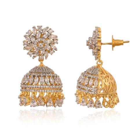 Stunning CZ Gold Silver Plated Jhumki Drop Earrings for Women