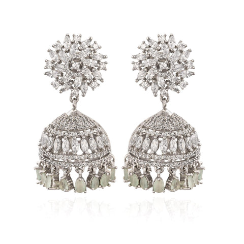 Stunning CZ Gold Silver Plated Jhumki Drop Earrings for Women