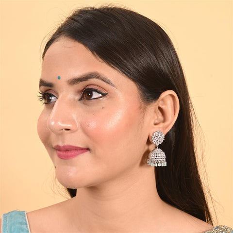 Stunning CZ Gold Silver Plated Jhumki Drop Earrings for Women
