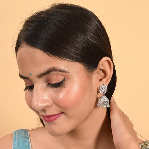 Stunning CZ Gold Silver Plated Jhumki Drop Earrings for Women