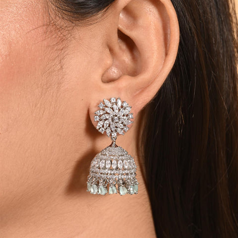 Stunning CZ Gold Silver Plated Jhumki Drop Earrings for Women