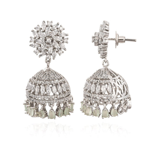 Stunning CZ Gold Silver Plated Jhumki Drop Earrings for Women