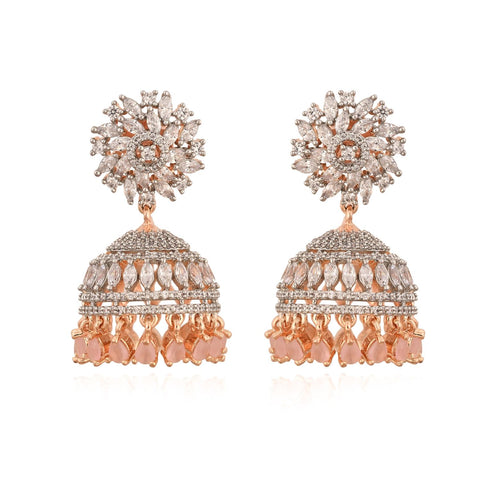Stunning CZ Gold Silver Plated Jhumki Drop Earrings for Women