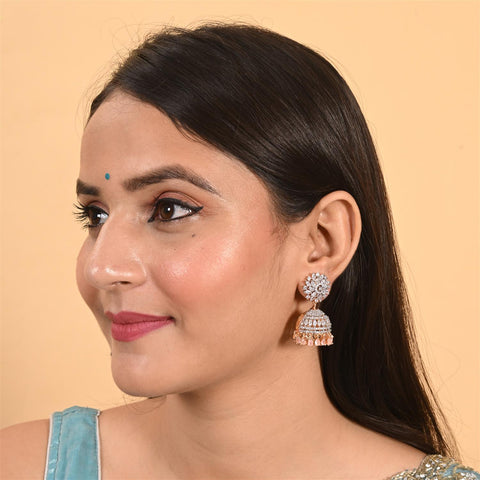 Stunning CZ Gold Silver Plated Jhumki Drop Earrings for Women