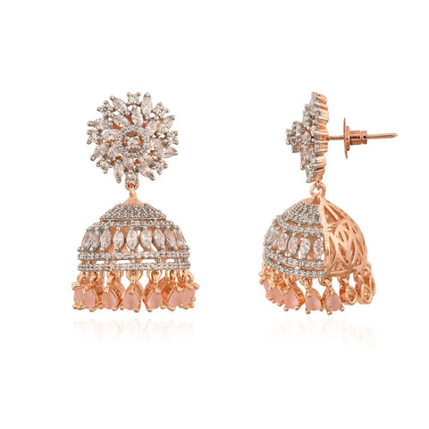 Stunning CZ Gold Silver Plated Jhumki Drop Earrings for Women