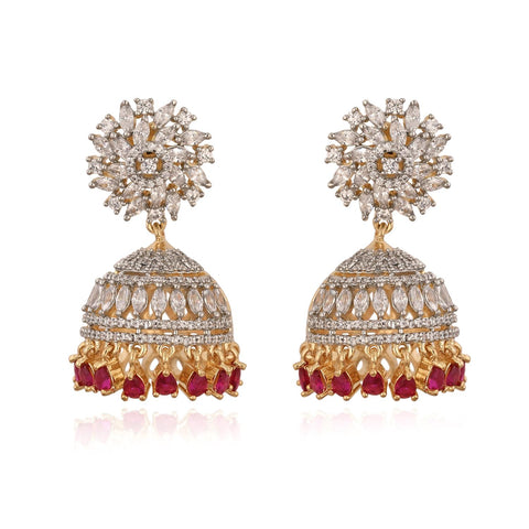 Stunning CZ Gold Silver Plated Jhumki Drop Earrings for Women