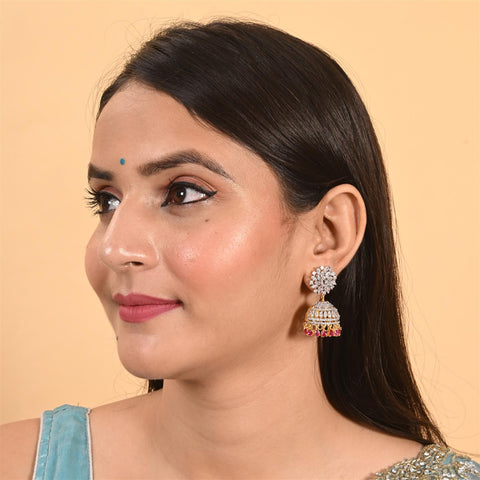Stunning CZ Gold Silver Plated Jhumki Drop Earrings for Women