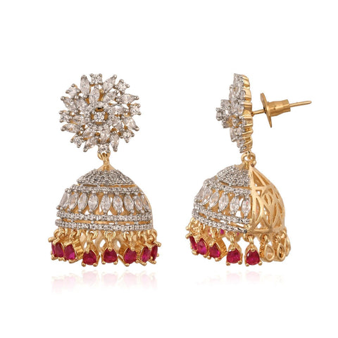 Stunning CZ Gold Silver Plated Jhumki Drop Earrings for Women