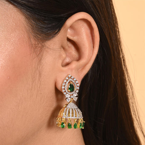 Stunning CZ Gold Silver Plated Jhumki Drop Earrings for Women