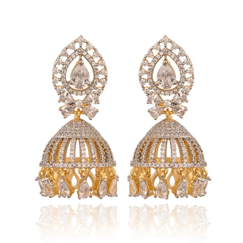 Stunning CZ Gold Silver Plated Jhumki Drop Earrings for Women