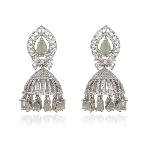 Stunning CZ Gold Silver Plated Jhumki Drop Earrings for Women