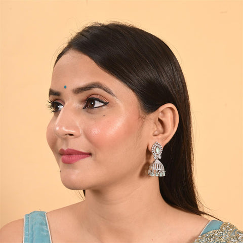 Stunning CZ Gold Silver Plated Jhumki Drop Earrings for Women