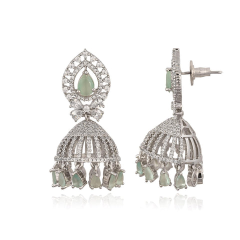 Stunning CZ Gold Silver Plated Jhumki Drop Earrings for Women