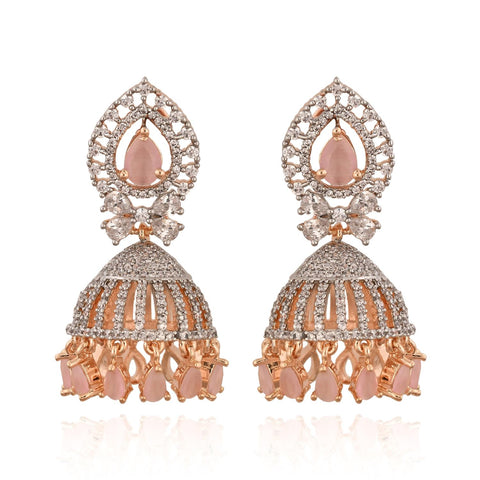 Stunning CZ Gold Silver Plated Jhumki Drop Earrings for Women