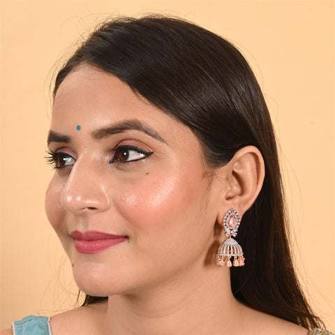 Stunning CZ Gold Silver Plated Jhumki Drop Earrings for Women