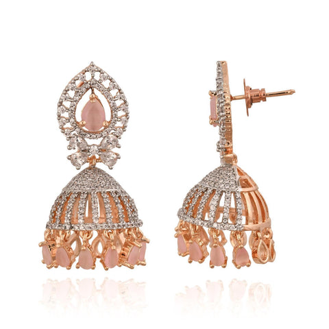 Stunning CZ Gold Silver Plated Jhumki Drop Earrings for Women