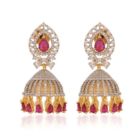 Stunning CZ Gold Silver Plated Jhumki Drop Earrings for Women