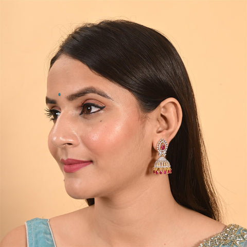 Stunning CZ Gold Silver Plated Jhumki Drop Earrings for Women